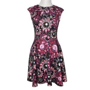 Ted Baker London Dress Size 2 Small Fit Flare Skater Printed Jewel Scuba